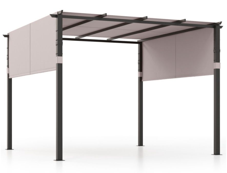 COSTWAY 10 x 10 Flat Top  Metal Gazebo with Canopy in Grey