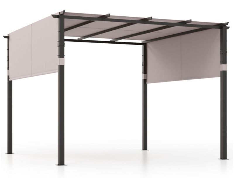 COSTWAY 10 x 10 Flat Top  Metal Gazebo with Canopy in Grey