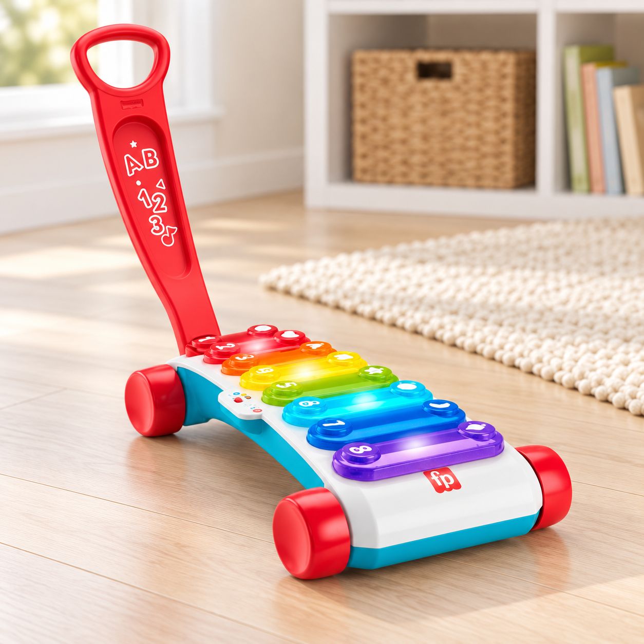 FISHER-PRICE Giant Light-Up Xylophone Learning Toy – 8 Light-Up Buttons, 3 Smart Stages Levels, 60+ Songs, Sounds and Phrases, Ages 9–36 Months (HKB78)