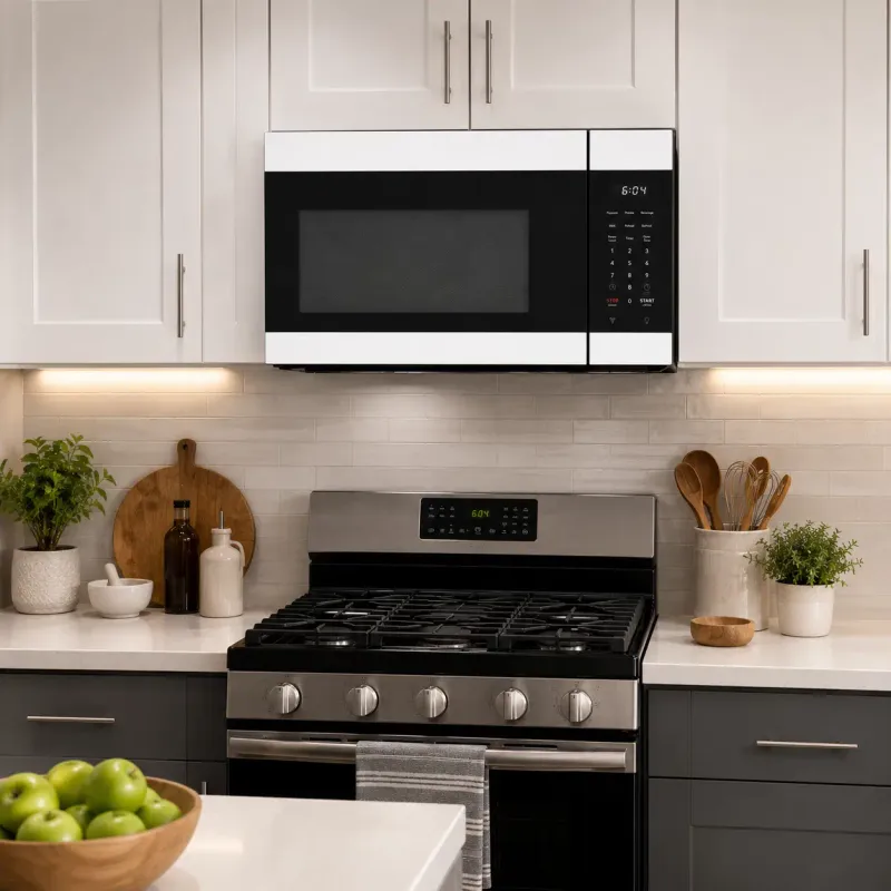 Frigidaire 1.7 Cu. Ft. Over-The-Range Microwave with 300 CFM Ventilation, 1000W Cooking Power, White (FMOS1746BW)