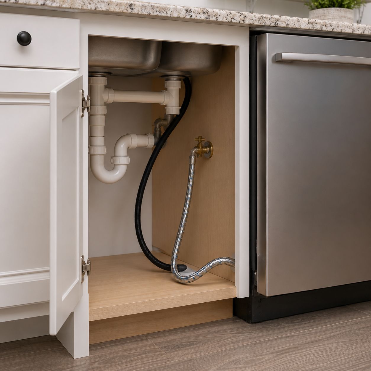 Frigidaire Smart Choice Dishwasher Water Line Installation Kit – 6 Ft. Braided Stainless Steel Hose with 3/4" Elbow Fitting (912000833 / 5304496070)