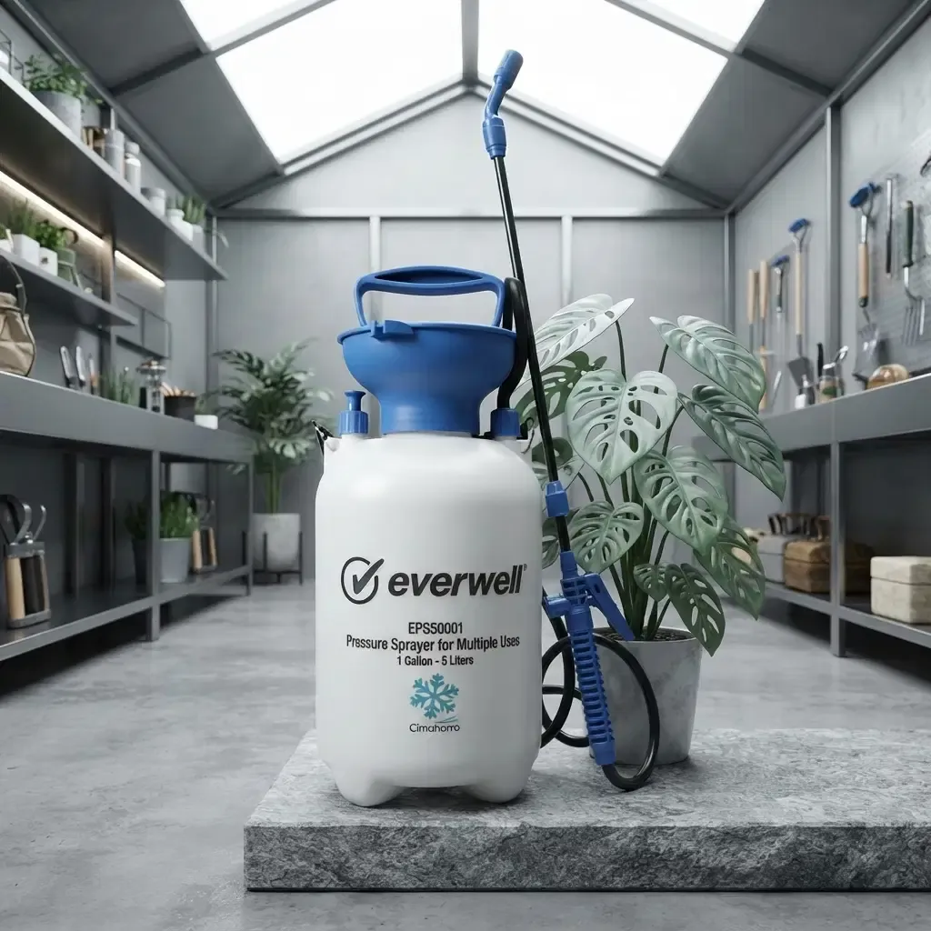 Everwell Manual Pressure Sprayer - 1 Gallon / 5 Liters Capacity, Adjustable Piston Nozzle, Translucent High-Density Polyethylene Tank, No Electricity Required (EPS50001)