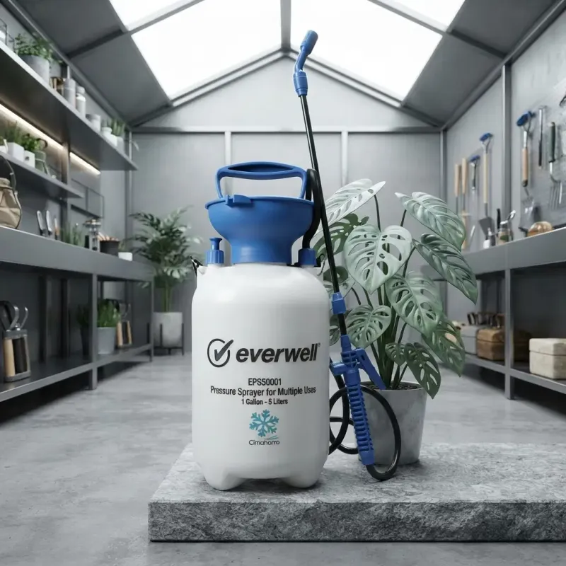 Everwell Manual Pressure Sprayer - 1 Gallon / 5 Liters Capacity, Adjustable Piston Nozzle, Translucent High-Density Polyethylene Tank, No Electricity Required (EPS50001)