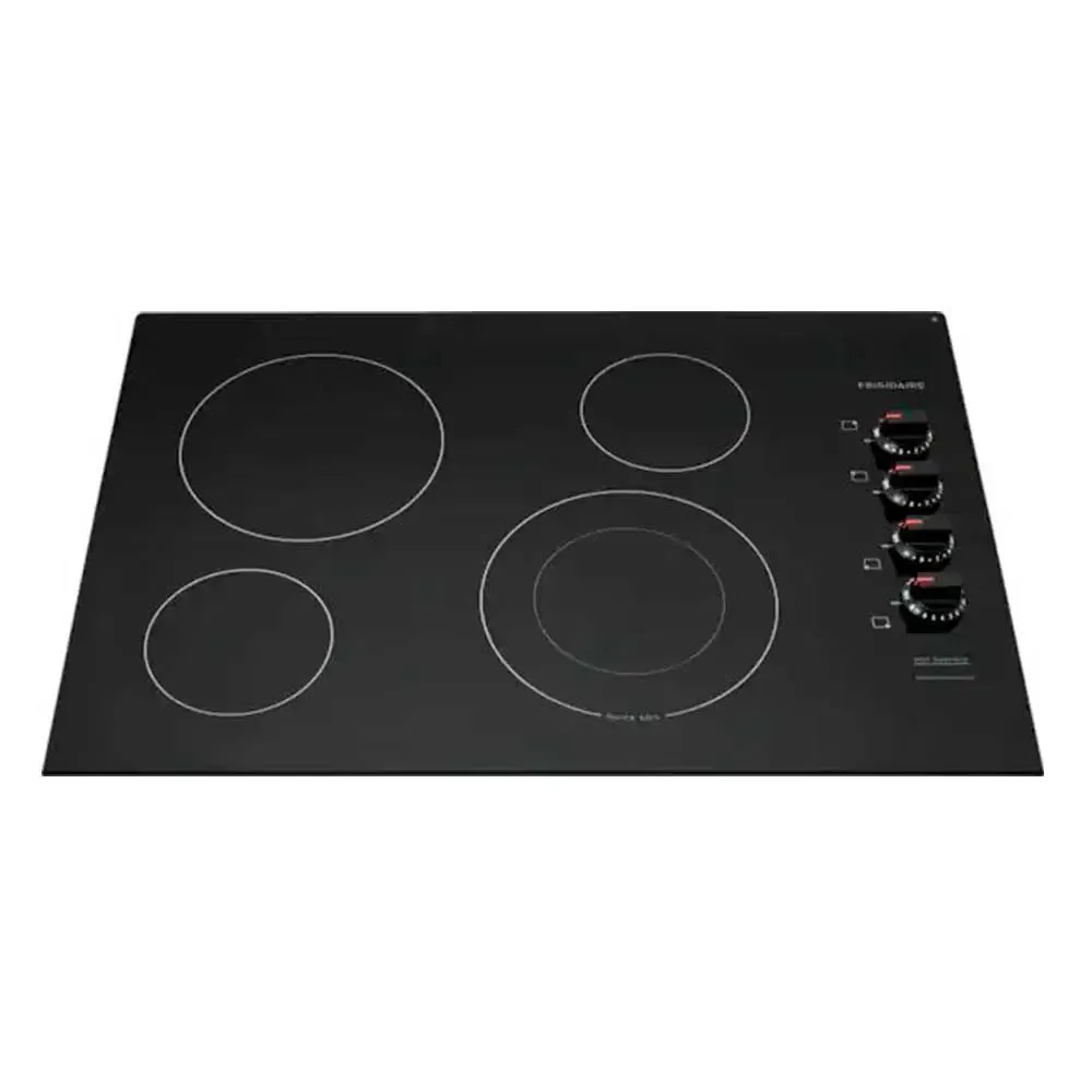 FRIGIDAIRE 30-Inch Electric Cooktop, 4 Radiant Elements, 3,000W SpaceWise® Expandable Element, Ready-Select® Knob Controls, Hot-Surface Indicator, Smooth Black Ceramic-Glass Surface, 240V   FFEC3025UB