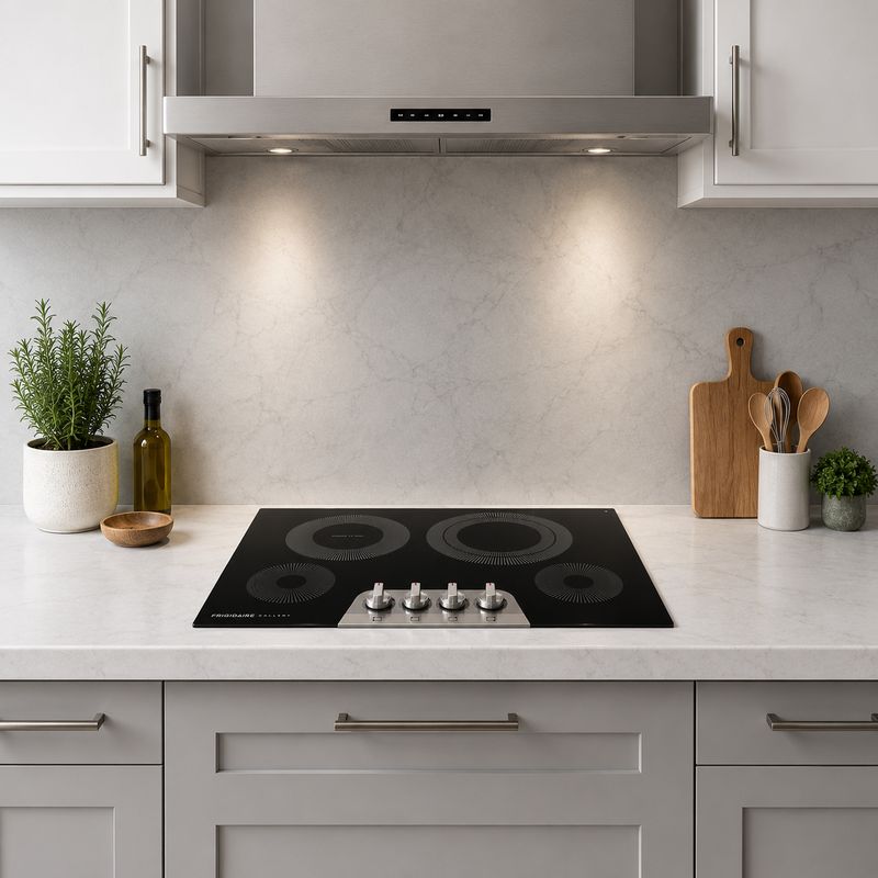 Frigidaire Gallery 30" Electric Cooktop with Smooth Ceramic Glass Surface, 4 Radiant Elements, 3,200-Watt SpaceWise Dual Expandable Element (GCCE3049AS)