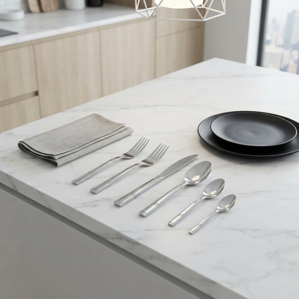 GIBSON HOME Creston 20-Piece Stainless Steel Flatware Set with Polished Finish, Service for 4  80058.20