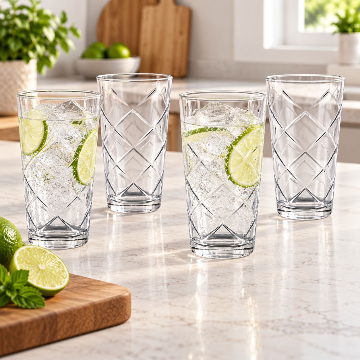Gibson Home Lattice 4 Piece 16 Ounce Glass Tumbler Set 141407.0 4