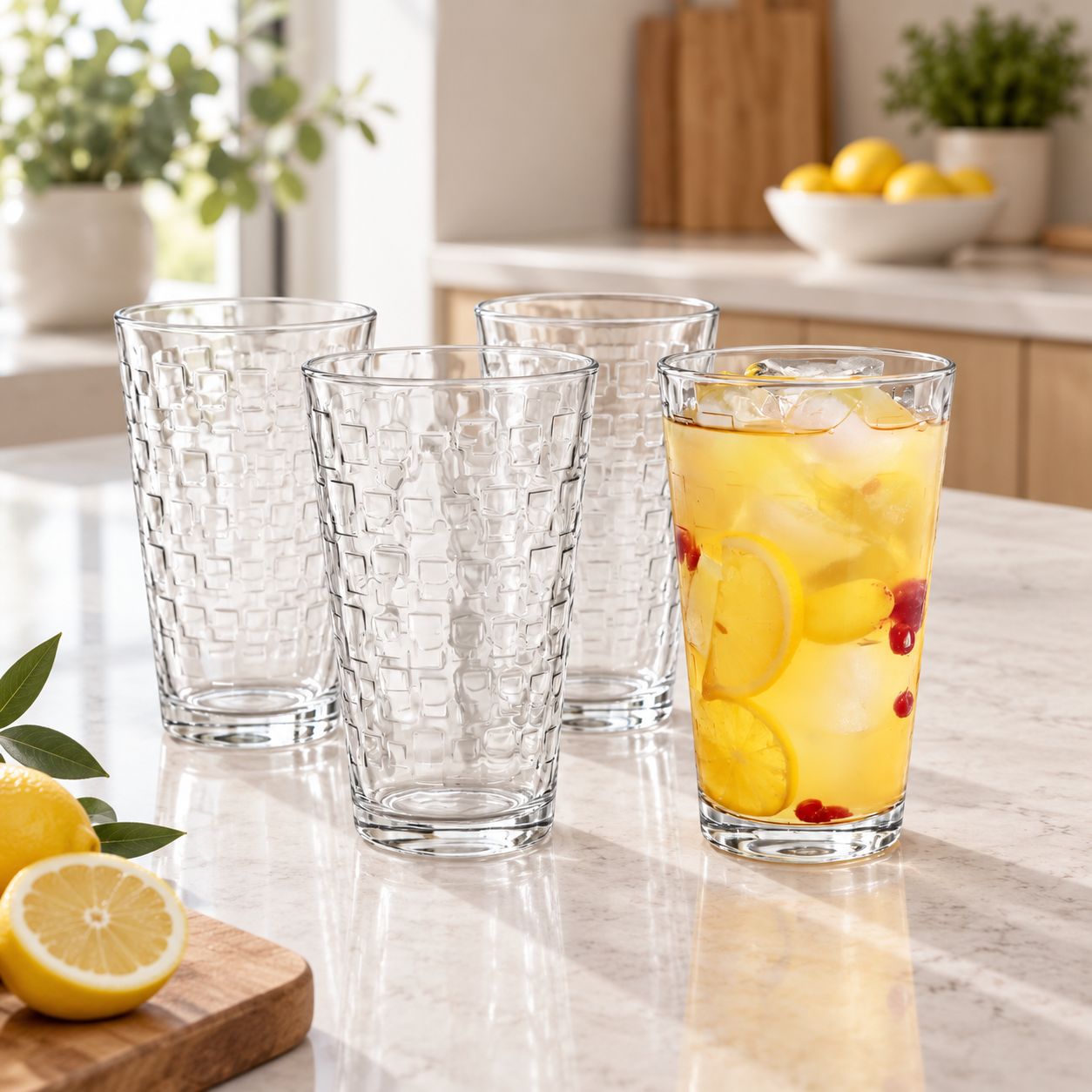 GIBSON Great Foundations 4-Piece 16 Oz. Clear Glass Tumbler Set for Everyday Beverage Service   92078.04