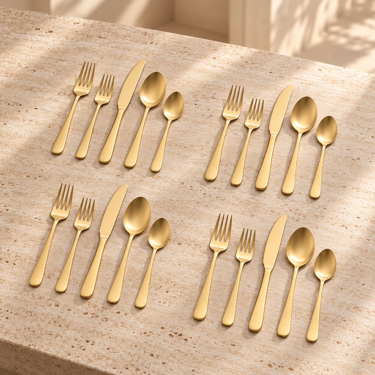 GIBSON HOME Stravida 20-Piece Stainless Steel Flatware Set, Gold Finish   137379.20