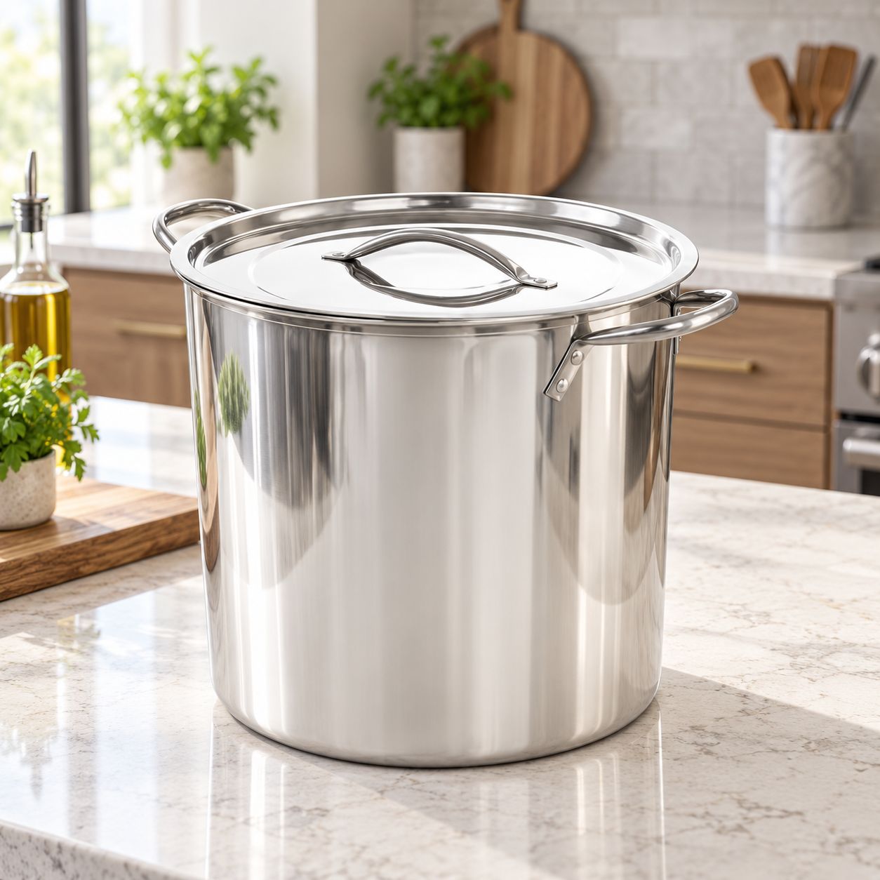 GIBSON EVERYDAY Whittington 16 Qt. Stainless Steel Stock Pot with Matching Lid and Polished Silver Finish  96330.01