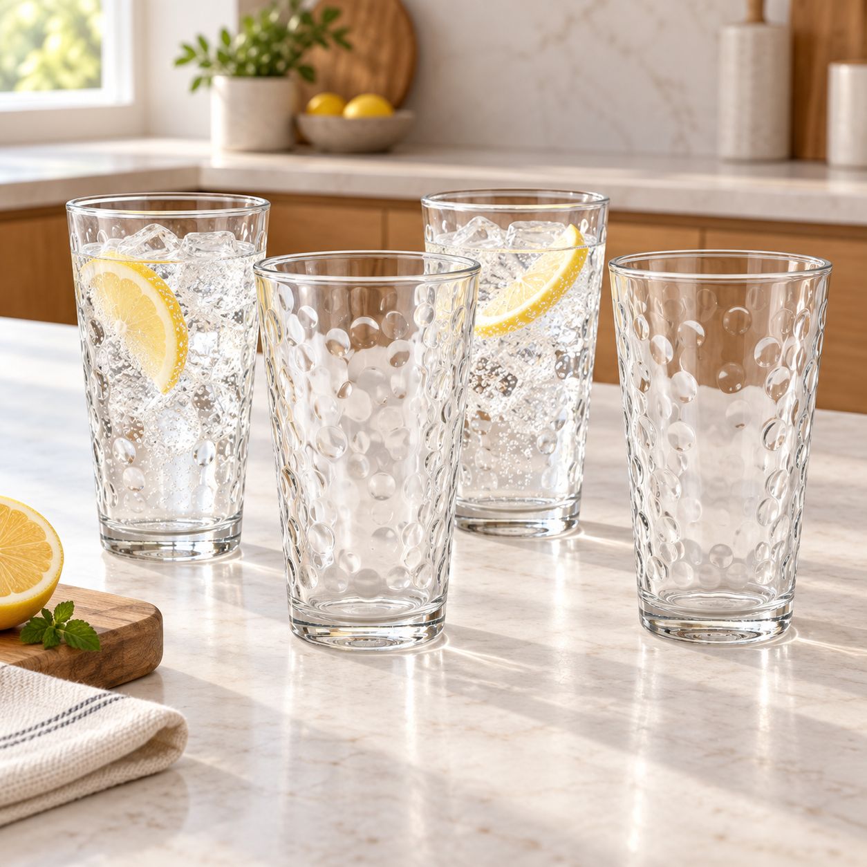 Gibson Home Great Foundations 4 Piece 16 oz. Tumbler Set in Bubble Pattern 92080.04