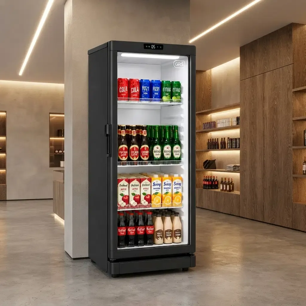 GRS PRO600FF Commercial Display Refrigerator, 19.78 Cu. Ft. Upright with Double-Layer Tempered Low-E Glass Door, Adjustable Wire Shelves &amp; Built-In Lock (PRO600FF / GLSPRO600FF)