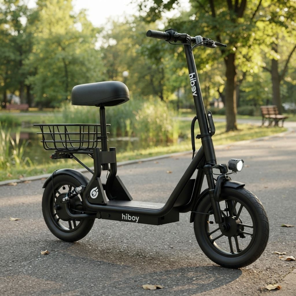 Hiboy Q2 Electric Seat Scooter with Built-In Seat, 500W Peak Motor, 20 MPH Top Speed, 22-Mile Range &amp; 14-Inch Pneumatic Tires
