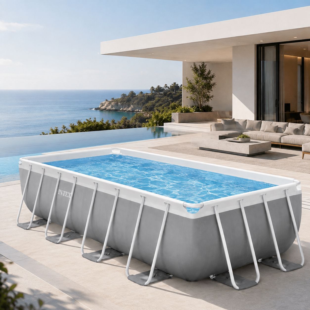 Intex 16FT X 42IN Rectangular Prism Frame Above Ground Swimming Pool Set