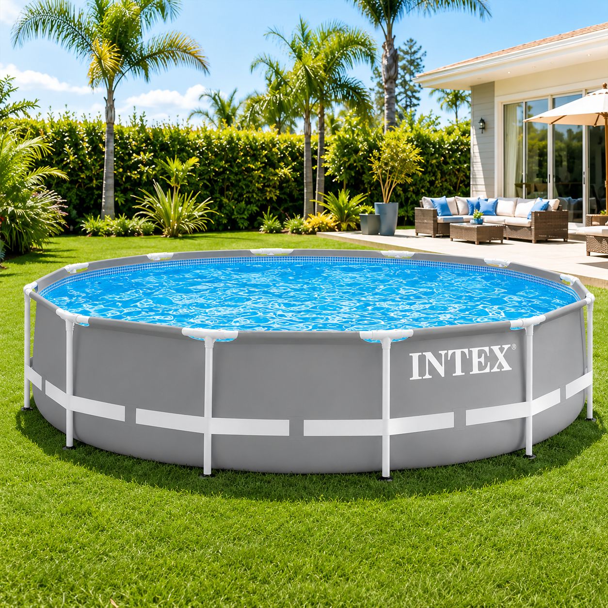 Intex 12Ftx6Ft Prism Frame Above Ground Swimming Pool