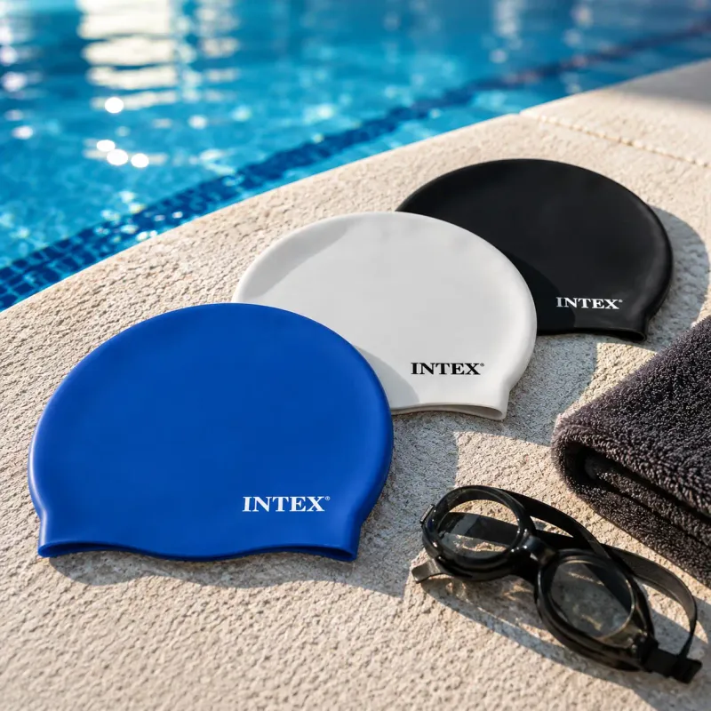 Intex Soft Comfortable Silicone Swim Cap - Latex-Free, One Size Fits Most, Assorted Colors, 1 Pack (55991E)