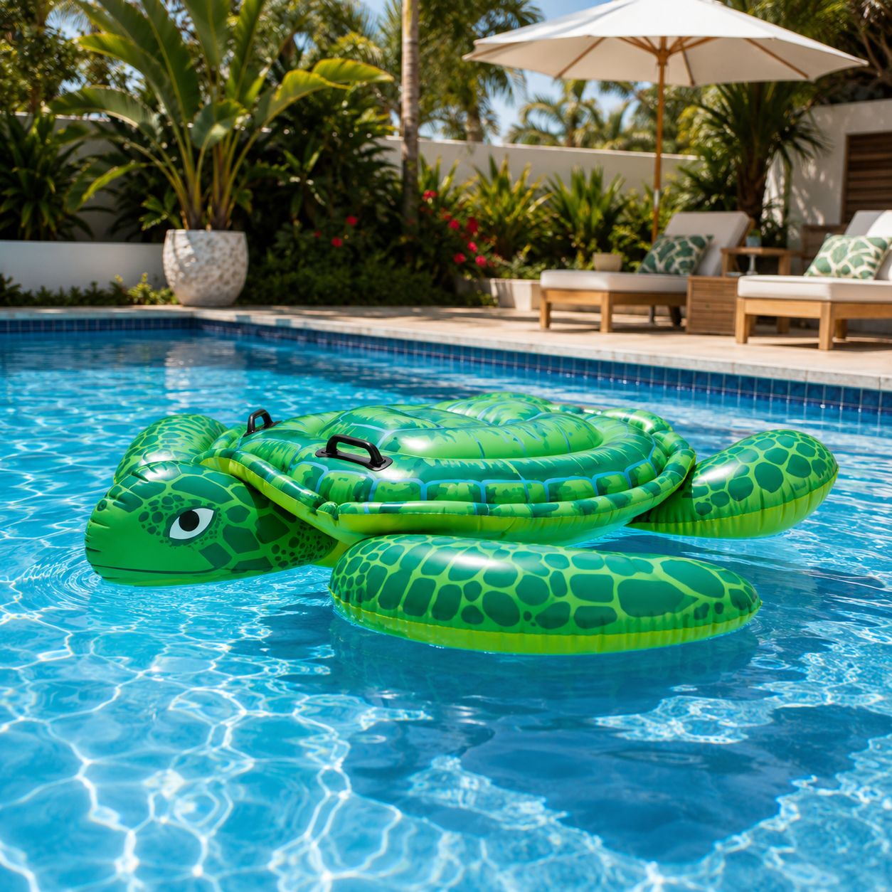 Intex Lil' Sea Turtle Ride-On Inflatable Pool Float – Durable Vinyl, 59 x 50 In, Holds Up to 88 Lb, Ages 3+ (57524EK)