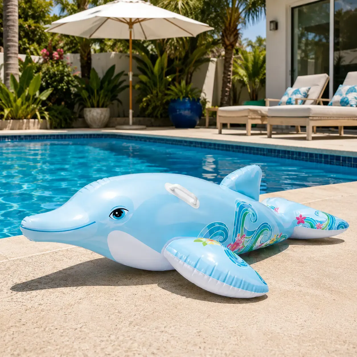 Intex Lil' Dolphin Ride-On Inflatable Pool Float - Durable Vinyl, Blue Dolphin, Holds Up to 88 Lb, Ages 3+ (58535EP)