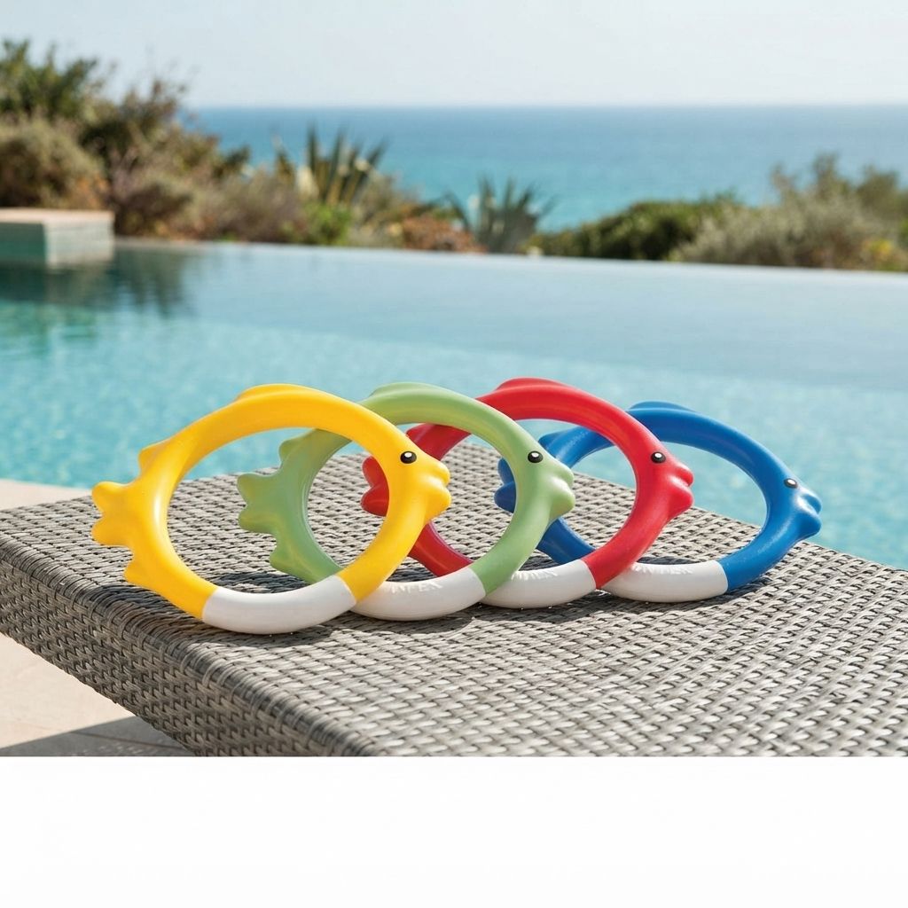 Intex Underwater Pool Fish Rings - Set of 4 Colorful Dive Rings for Diving &amp; Swimming Practice (55507E)