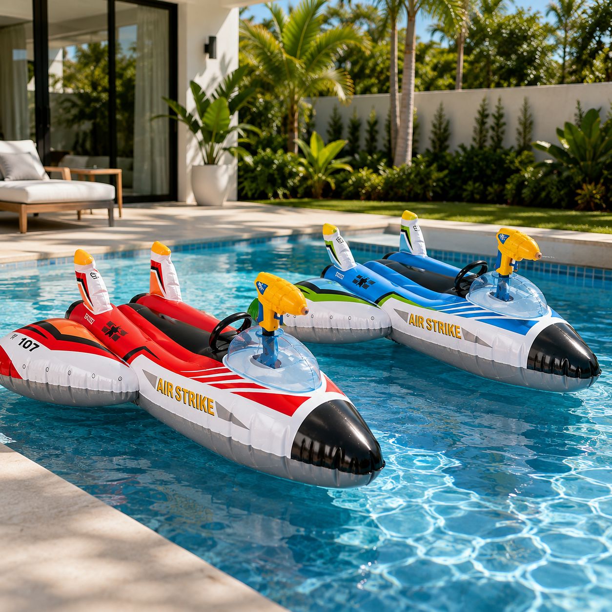 Intex Water Gun Plane Ride-On - Inflatable Pool Float with Built-In Water Gun, 10-Gauge Vinyl, Assorted Colors (57536EP)