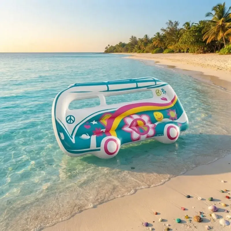 Intex Groovy Van Inflatable Pool Floaty - Retro Design with Transparent Windows, 11-Gauge Vinyl, 220 lb Capacity (58728EP)