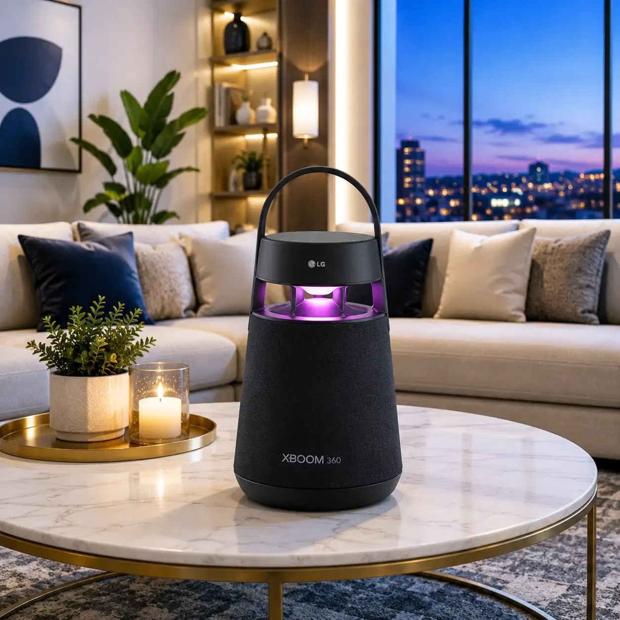 LG XBOOM 360 Omnidirectional Sound Portable Bluetooth Speaker, 360° Sound, Up to 24HR Battery, IP54 Water &amp; Dust Resistant, Black (XO3CDUSALK)
