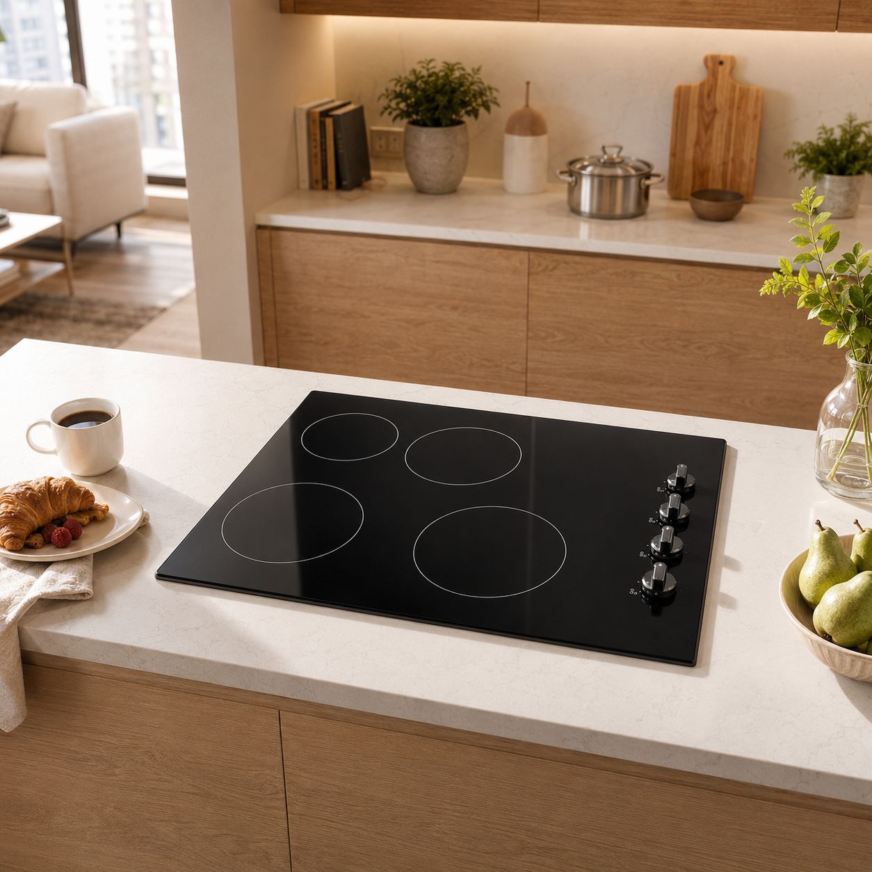 Magic Chef 24" Electric Cooktop with SCHOTT Ceramic-Glass Surface &amp; Dual-Zone Element in Black (MCSCTE24BG)