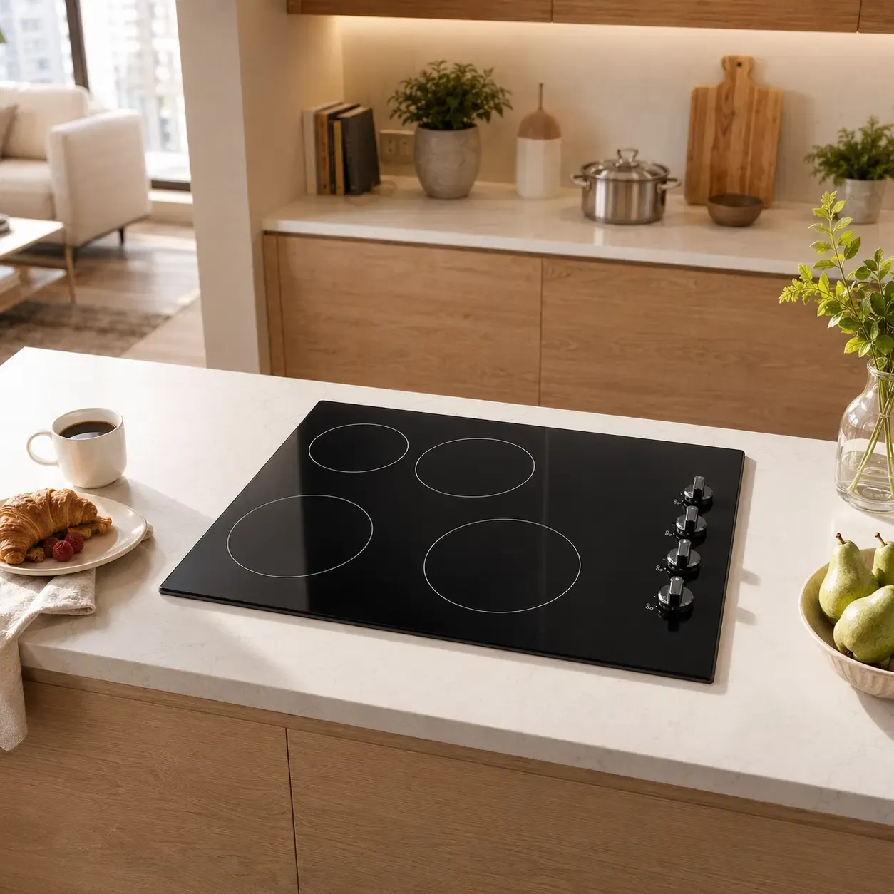 Magic Chef 24" Electric Cooktop with SCHOTT Ceramic-Glass Surface &amp; Dual-Zone Element in Black (MCSCTE24BG)