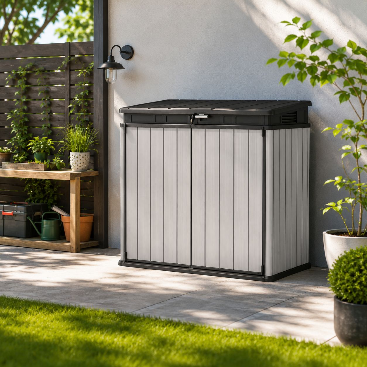 Keter Premier XL Storage Shed, 1,150L / 40.6 Cu. Ft. Capacity, Weather-Resistant Resin, Light Grey with Anthracite Accents (17207331)