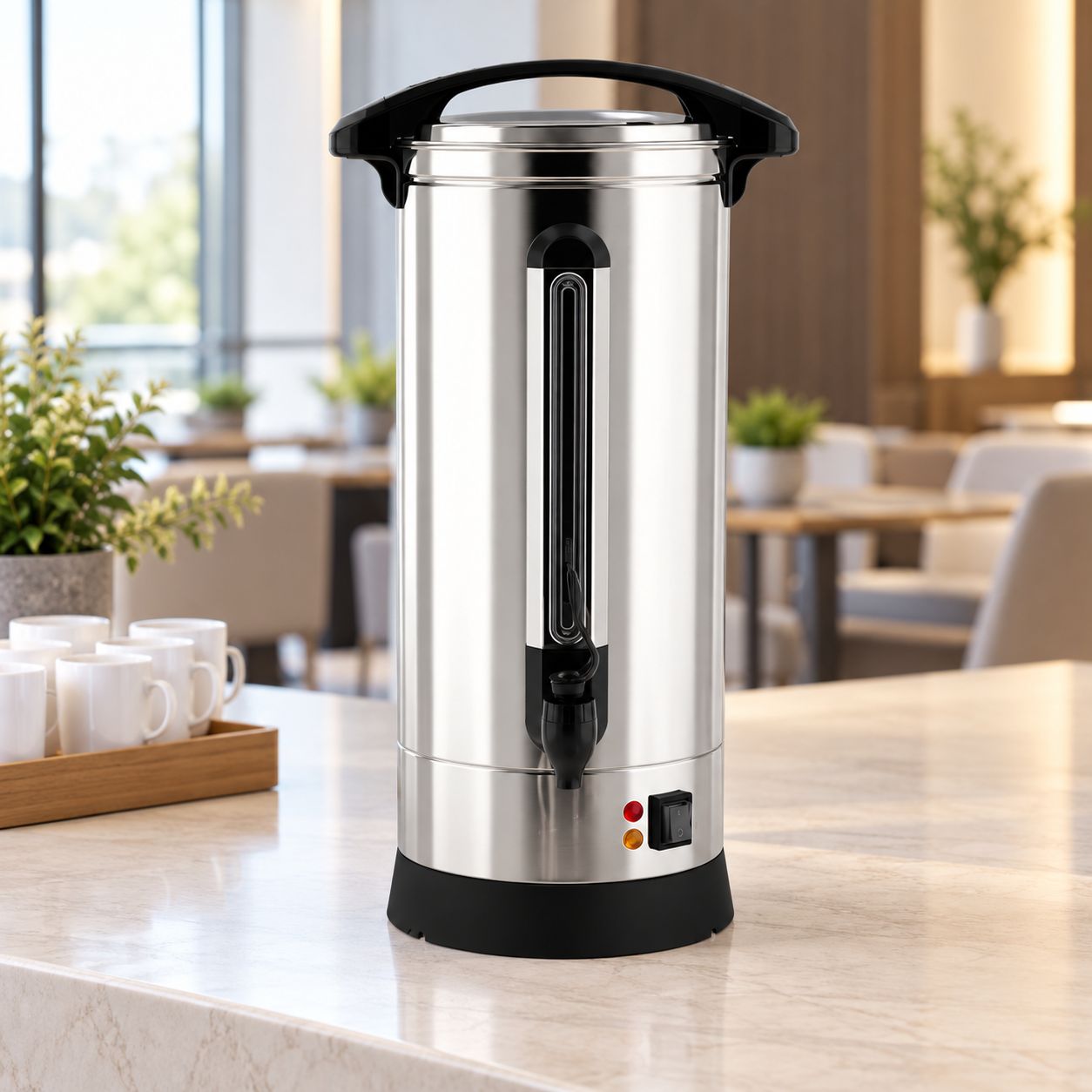 KYBOLT 10L Commercial Coffee Urn – 60-Cup Electric Coffee Percolator with Double-Wall Stainless Steel Construction, Silver (B0CTZMHVT5)