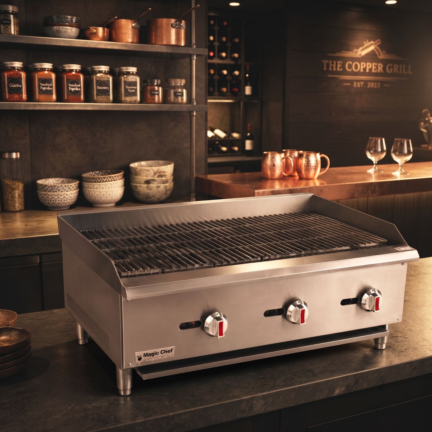 Magic Chef 36"  Commercial Countertop Radiant Charbroiler in Stainless Steel