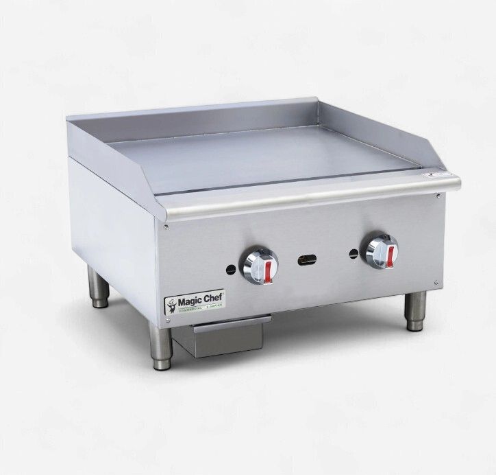 MAGIC CHEF 24" Commercial Thermostatic Countertop Gas Griddle in Stainless Steel