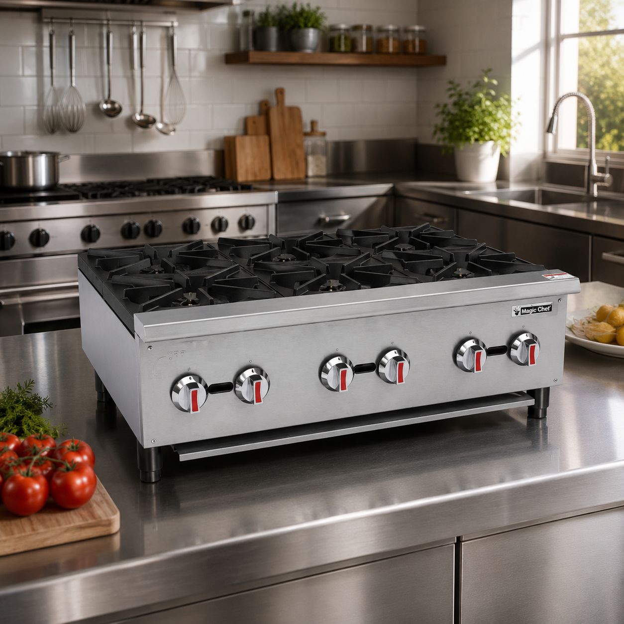 Magic Chef 36 " Commercial 6-Burner Countertop Gas Hotplate in Stainless Steel