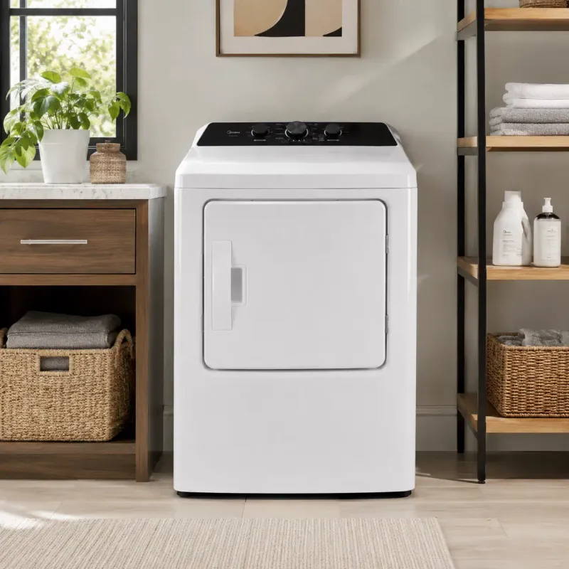 Midea 7.0 Cu. Ft. Front Load Electric Dryer with Sensor Dry, 8 Preset Cycles, 3-Way Venting MLTE41N1B
