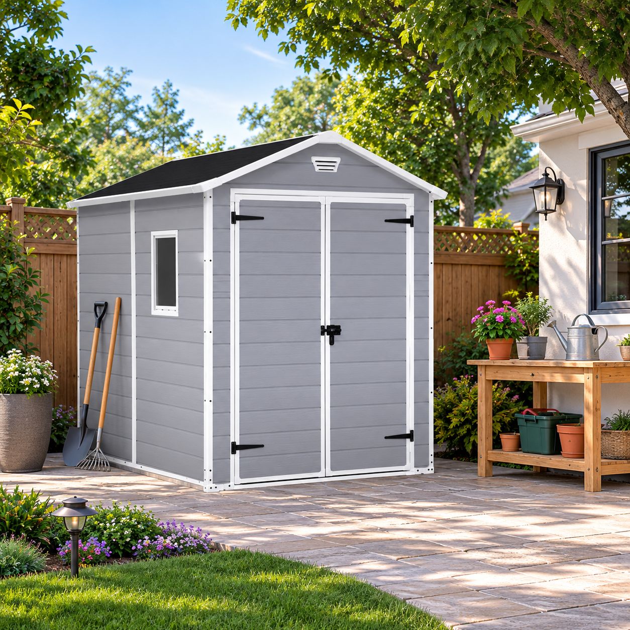 KETER MANOR STORAGE SHED 6X8 GREY KTR 17197129