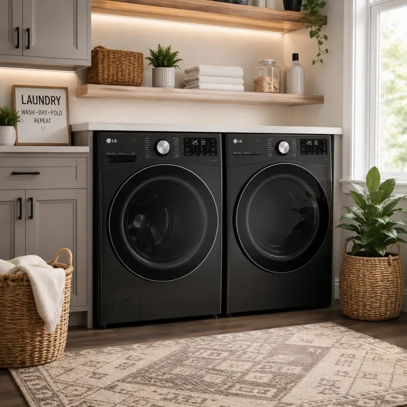 LG Smart Electric Dryer with TurboSteam™ Technology, 7.4 Cu. Ft. Capacity, AI Fabric Sensor, Black Steel (DLEX4000B)