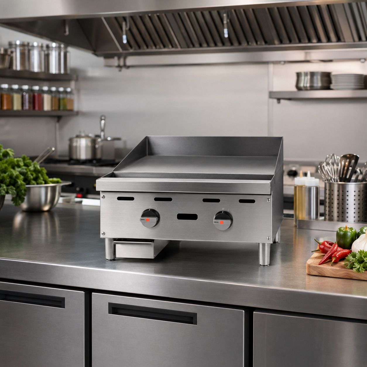 Magic Chef Commercial Heavy-Duty 24-Inch Countertop Griddle with Dual U-Shaped Burners, 68,000 BTU, Stainless Steel (MCCMG24A)