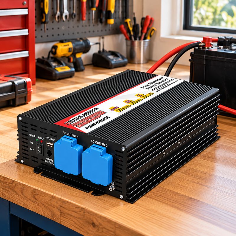 NIPPON AMERICA 2500W CONTINUOUS / 5000W PEAK PURE SINE WAVE POWER INVERTER, 12V DC TO 120V AC, DUAL AC OUTLETS, USB CHARGING PORT AND REMOTE CONTROL – PSW-5000C