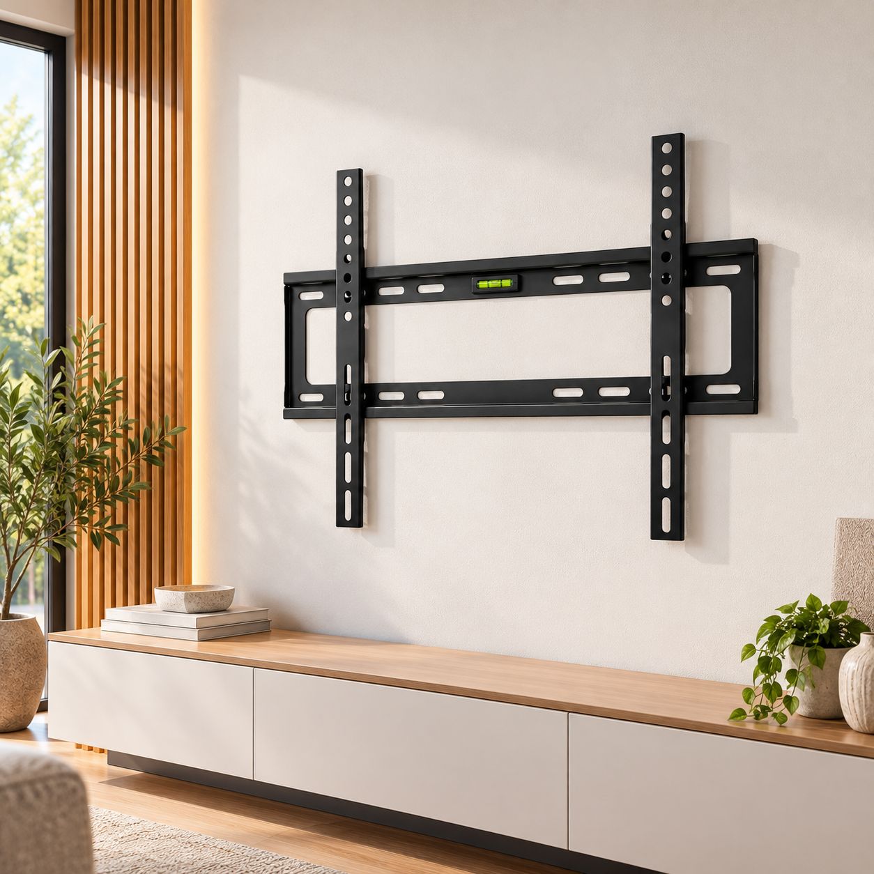 NIPPON AMERICA 37–75 INCH FIXED LCD/LED FLAT-SCREEN TV WALL MOUNT BRACKET, 88 LB CAPACITY, VESA 600×400, ULTRA-SLIM 1.1-INCH PROFILE, HEAVY-DUTY STEEL, BLACK – MSE-3775F