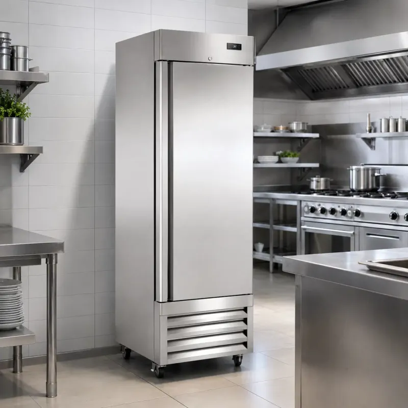 Norpole 23 Cu. Ft. Commercial Reach-In Refrigerator with Self-Closing Door &amp; Heavy-Duty Casters in Stainless Steel (NP1R)