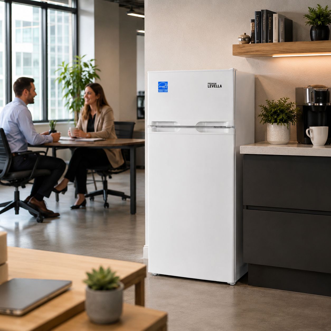 Premium Levella 3.1 CuFt Top Freezer Mini Fridge in White
