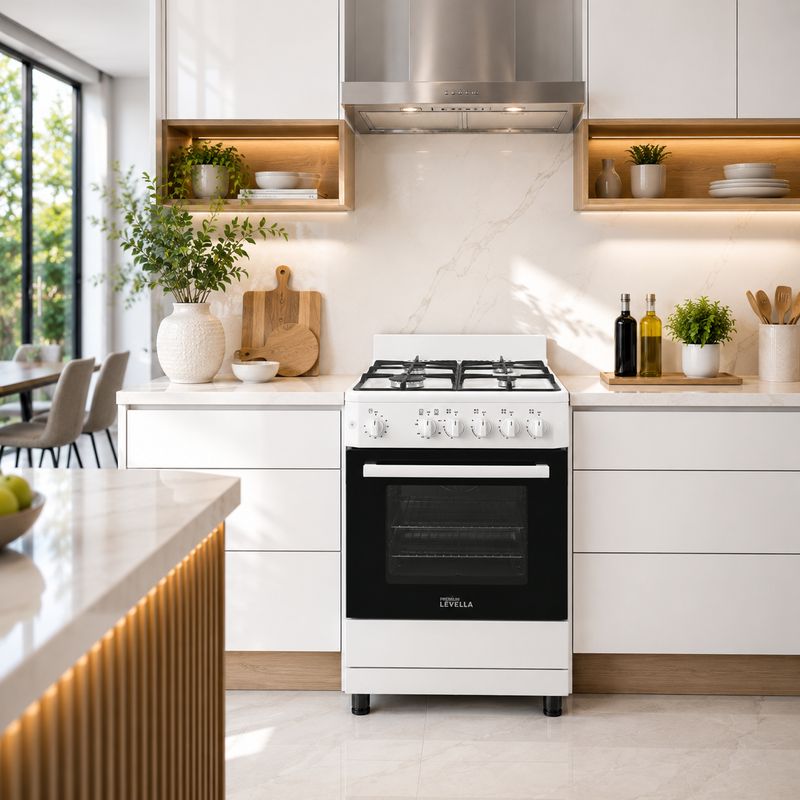 Premium Levella 24" Freestanding Gas Range with 4 Burners in White