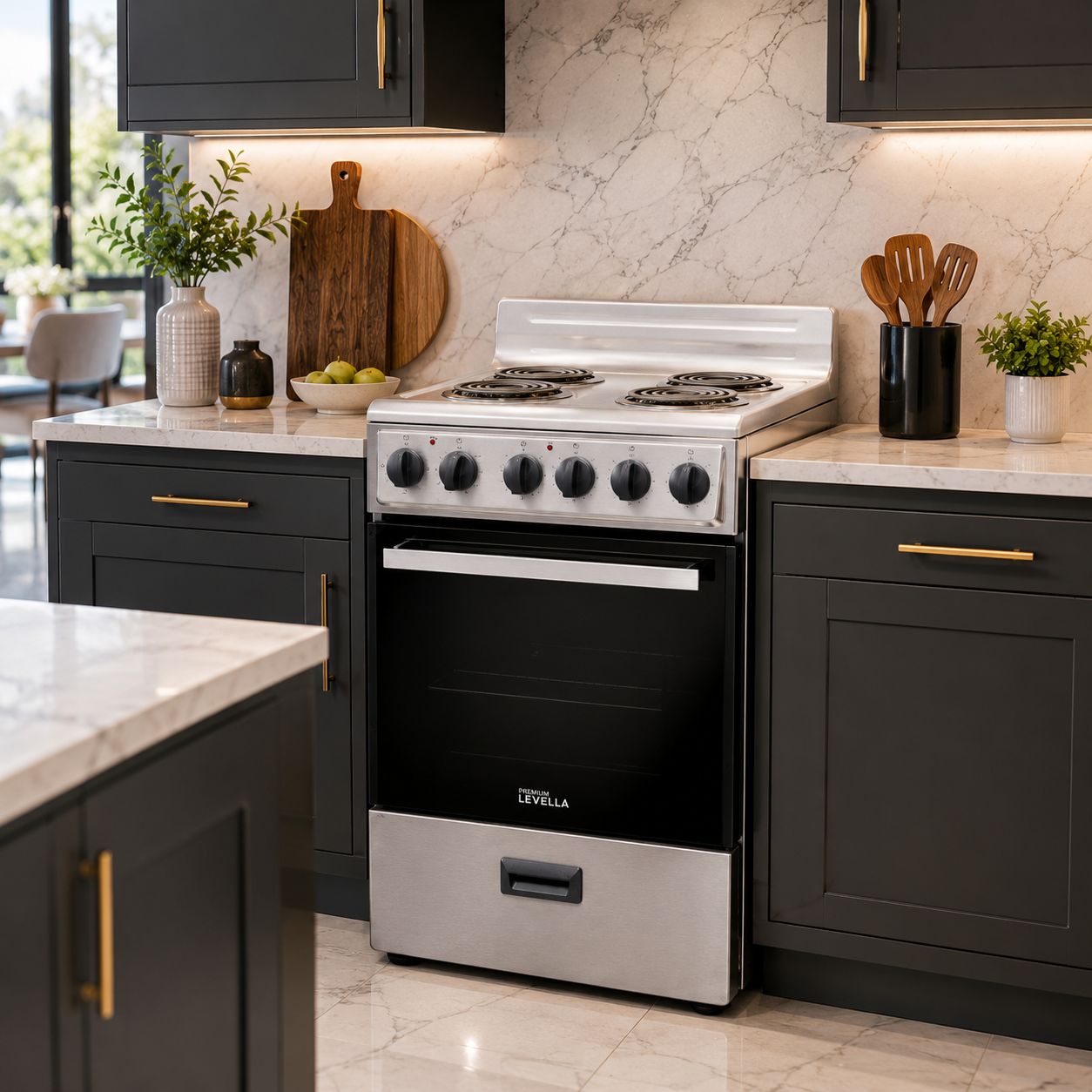 Premium Levella Electric Range 24" 4-Burner 2.6 Cu. Ft. Freestanding 220V (PRE2423GS)