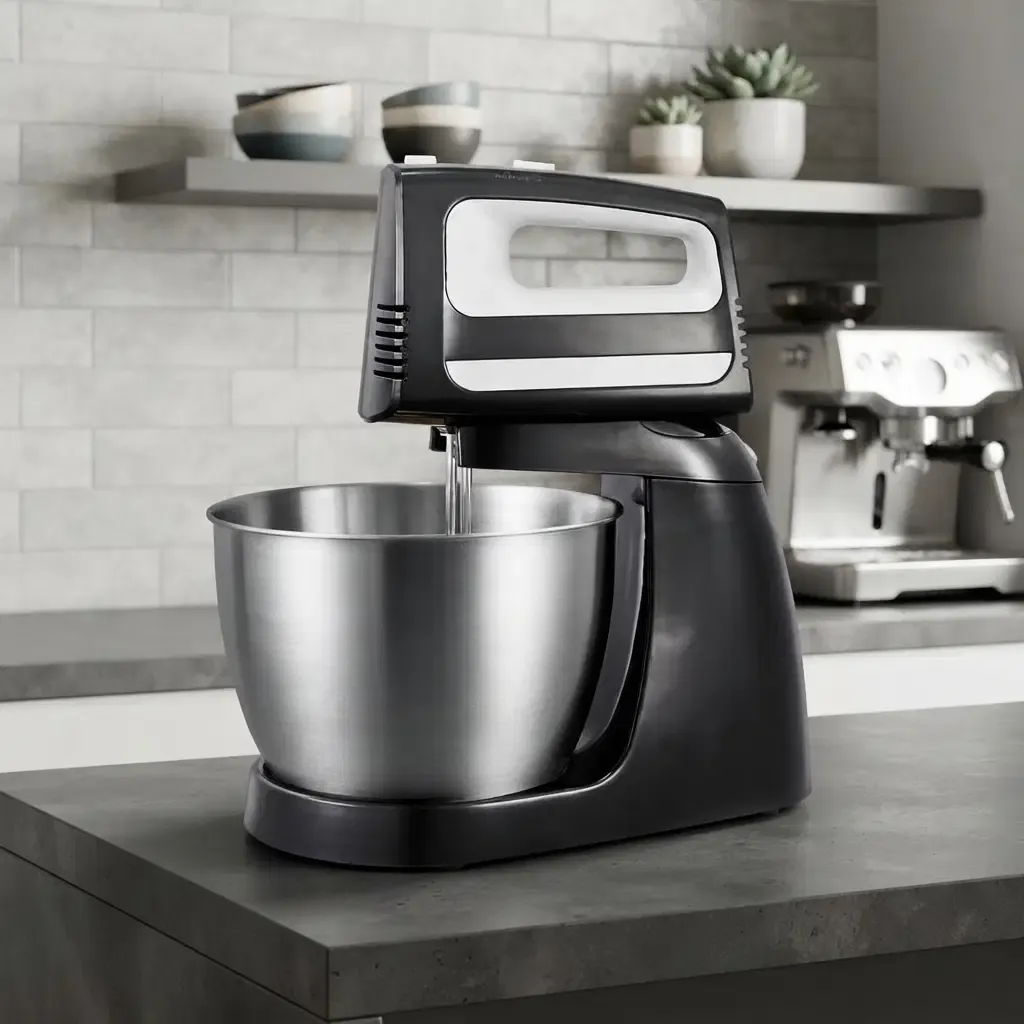 Premium Levella 2-in-1 Stand &amp; Hand Mixer, 400-Watt Motor, 5 Speed Settings, 3-Liter Stainless Steel Bowl, Black with Chrome Accents (PHSM4007)