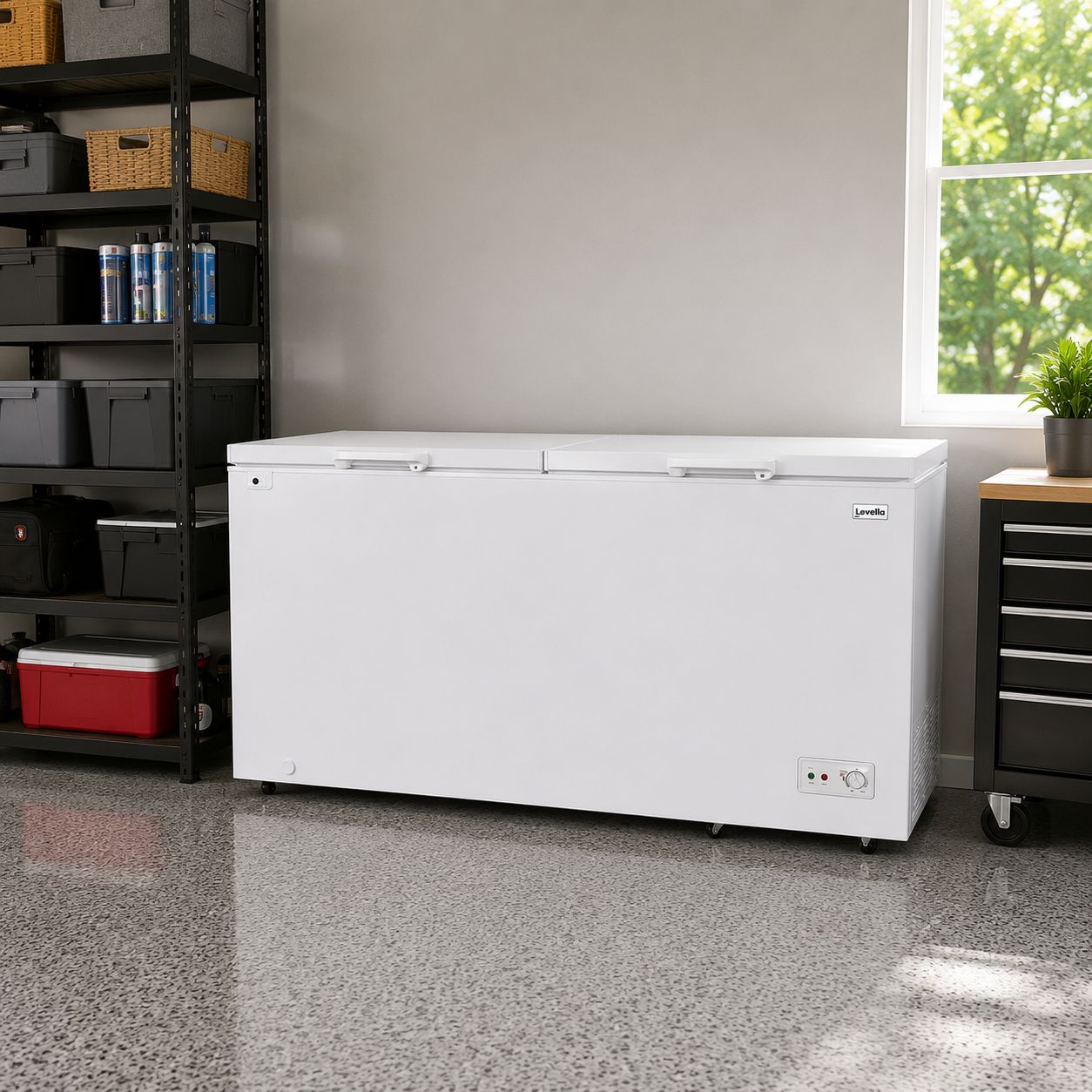 Premium Levella Chest Freezer 25.1 Cu. Ft. Dual-Function Freezer/Refrigerator with Adjustable Temperature Control, Garage Ready, Two Wire Baskets &amp; R290 Refrigerant (PFR25000X)