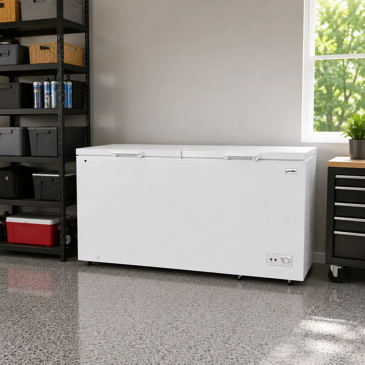 Premium Levella Chest Freezer 25.1 Cu. Ft. Dual-Function Freezer/Refrigerator with Adjustable Temperature Control, Garage Ready, Two Wire Baskets &amp; R290 Refrigerant (PFR25000X)