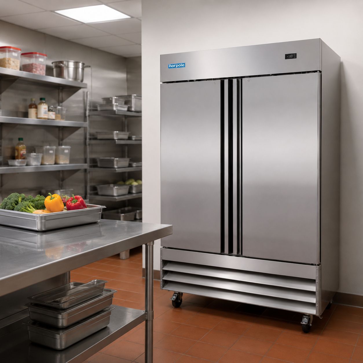 Norpole 48 CuFt 2-Door Commercial Upright Freezer in Stainless Steel