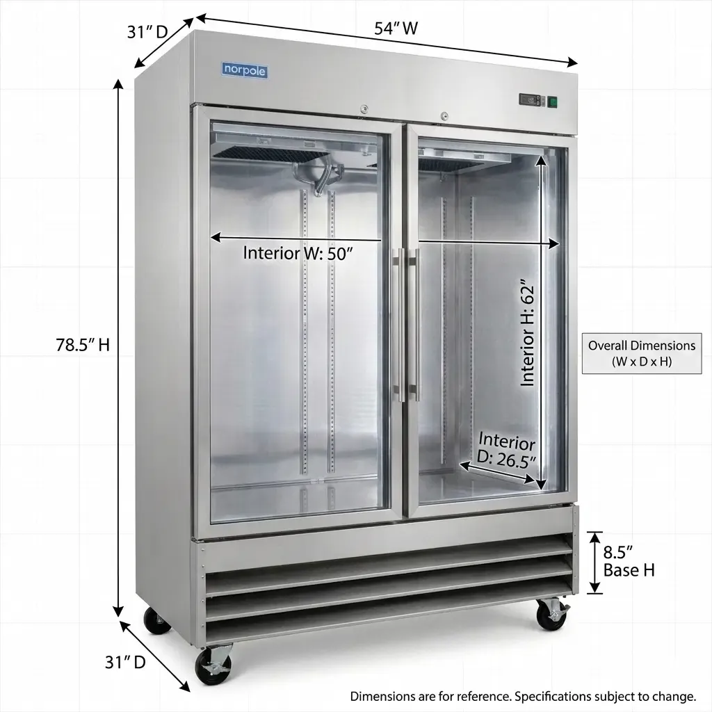 NORPOLE 48 CuFt 2-Door Commercial Upright Freezer With Glass Door