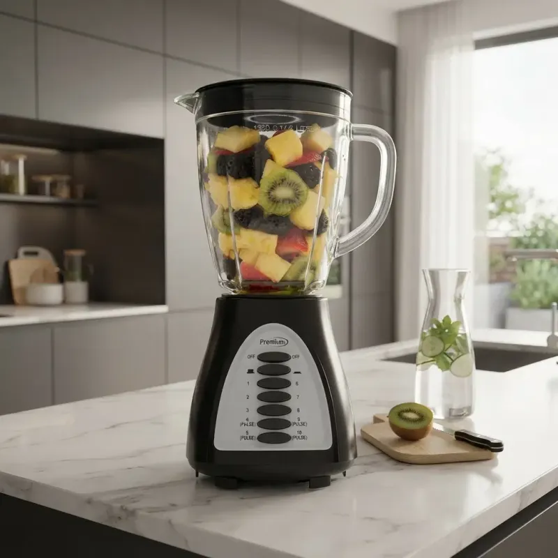 Premium Levella 34 Oz. 10-Speed Countertop Blender with Pulse Control, 400W Motor, Stainless Steel Blades, Black (PB380)