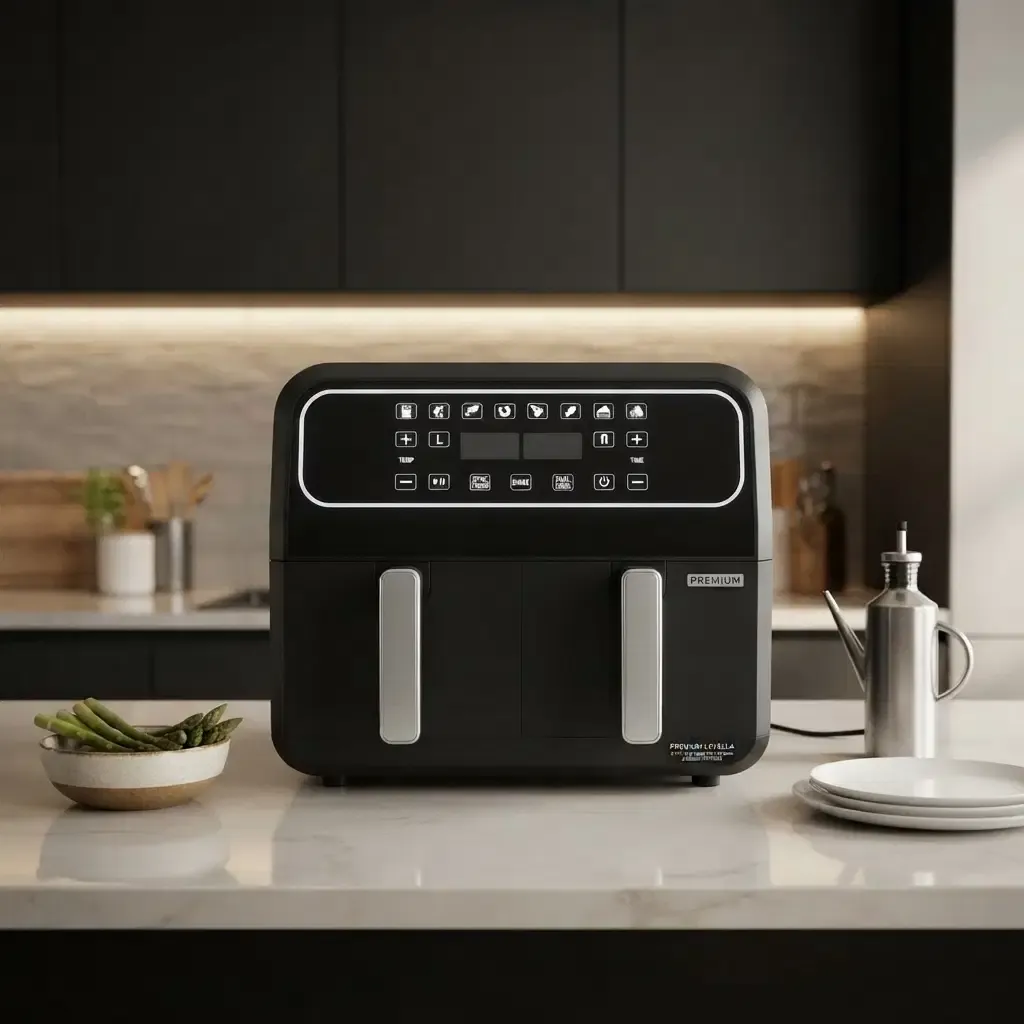 Premium Levella Dual Basket 8-in-1 Digital Air Fryer Oven, 8 Qt Total, 2 x 4.2 Qt Baskets, 1,800W, Sync Finish Technology, Black (PAFD4200)